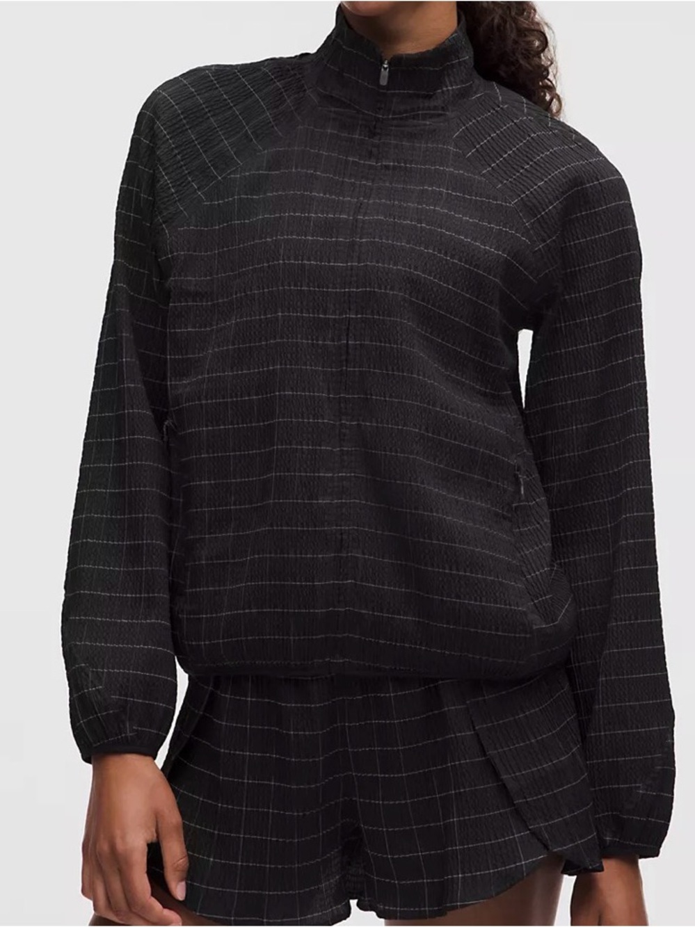lululemon athletica Black Grid Zip-Front Bomber Jacket